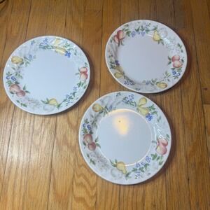 Corelle Abundance Bread and Butter Plates Set of 3 Fruit Pattern 6.75 inch White